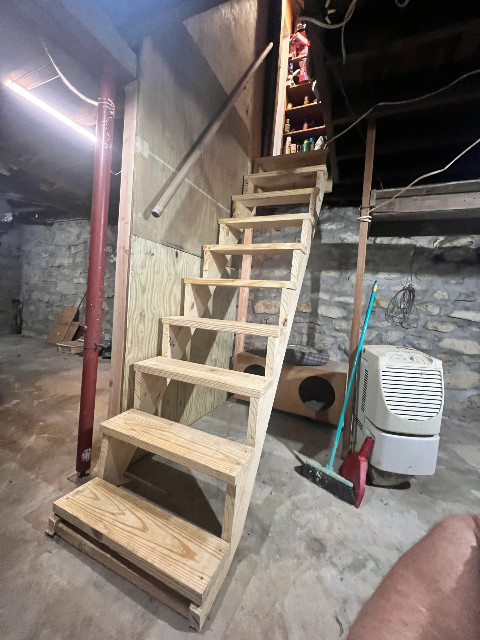 A wooden staircase