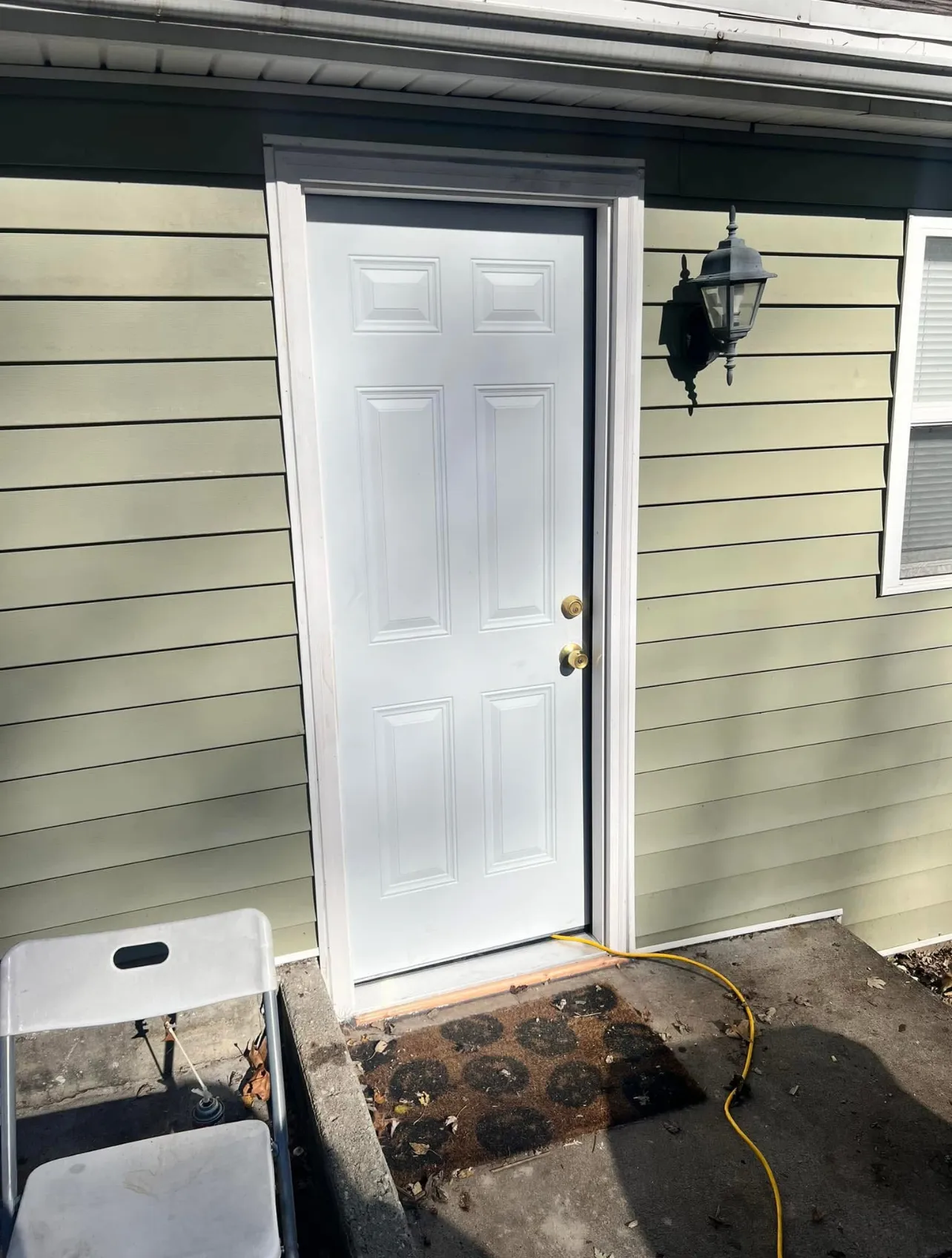 Exterior shot of a wooden door