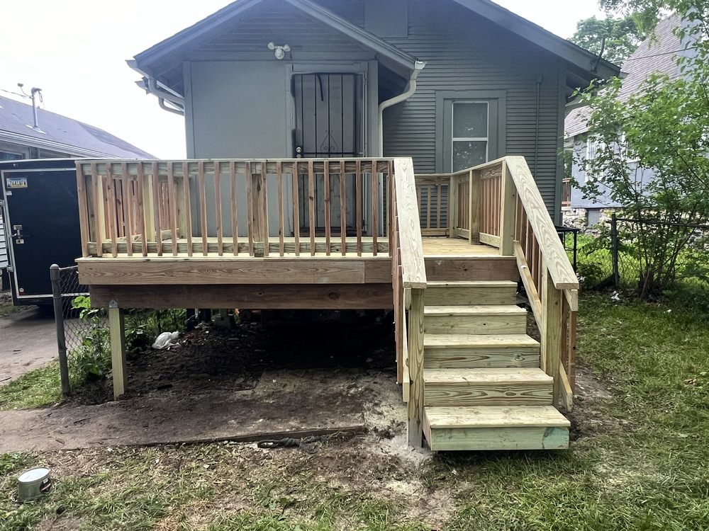 A wooden fence and stairs